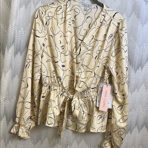 Sweet Rain Beige Abstract Print Blouse